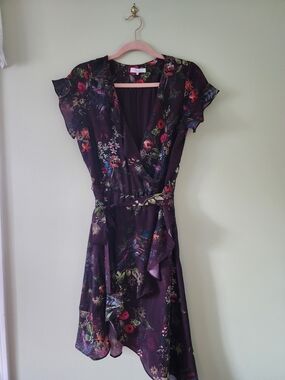 Parker Purple Floral Ruffle Dress